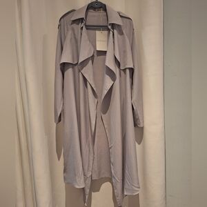 Women's Light Gray Drape Trench Coat - Brand: RESERVED